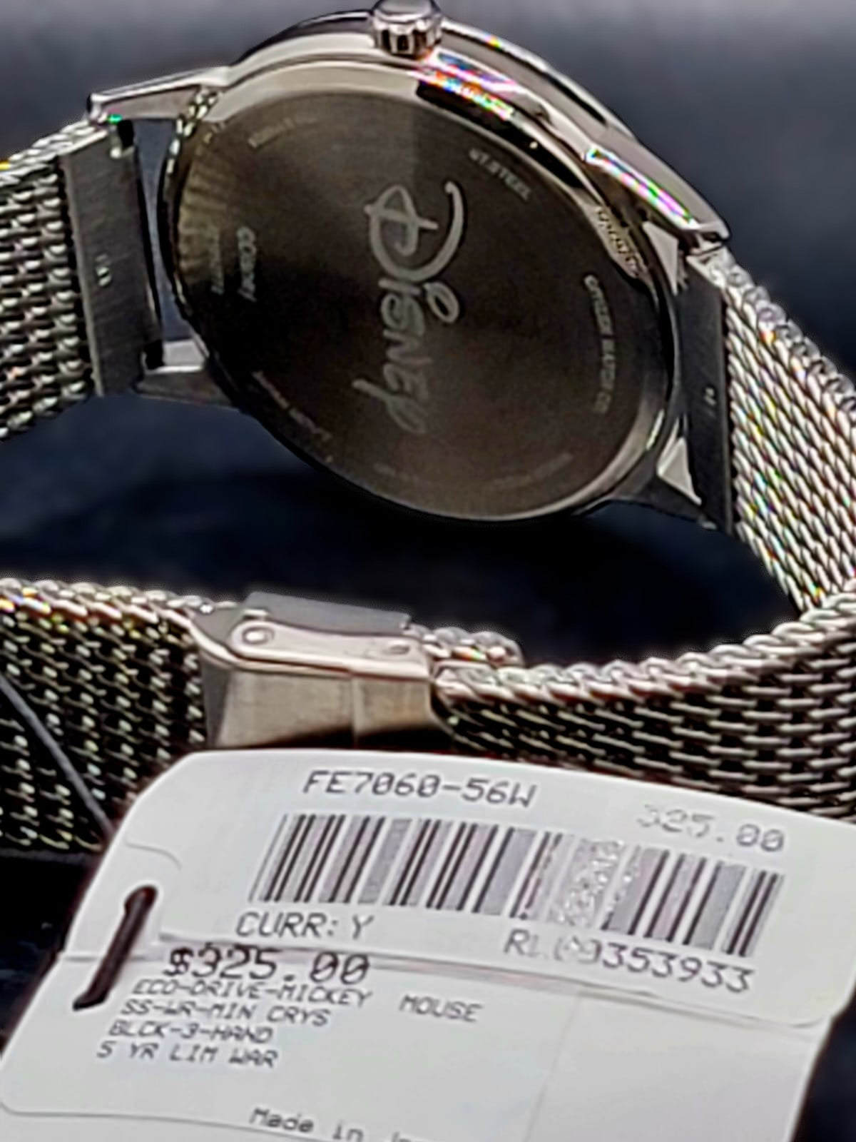 CITIZEN ECO-DRIVE MICKEY MOUSE Men's Stainless Steel Mesh Watch 40MM BRAND NEW