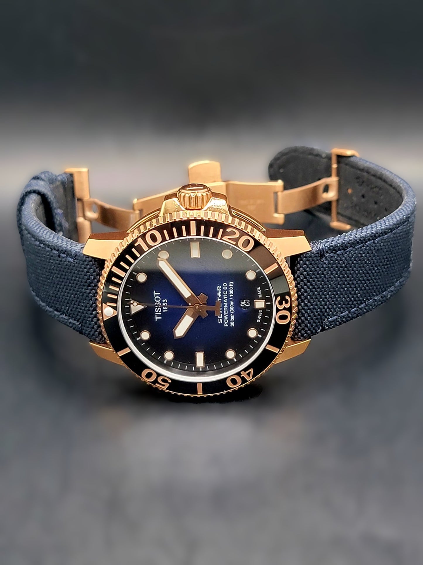 Tissot Seastar 1000 Powermatic 80 Rose Gold Case Men's Watch T1204073704100