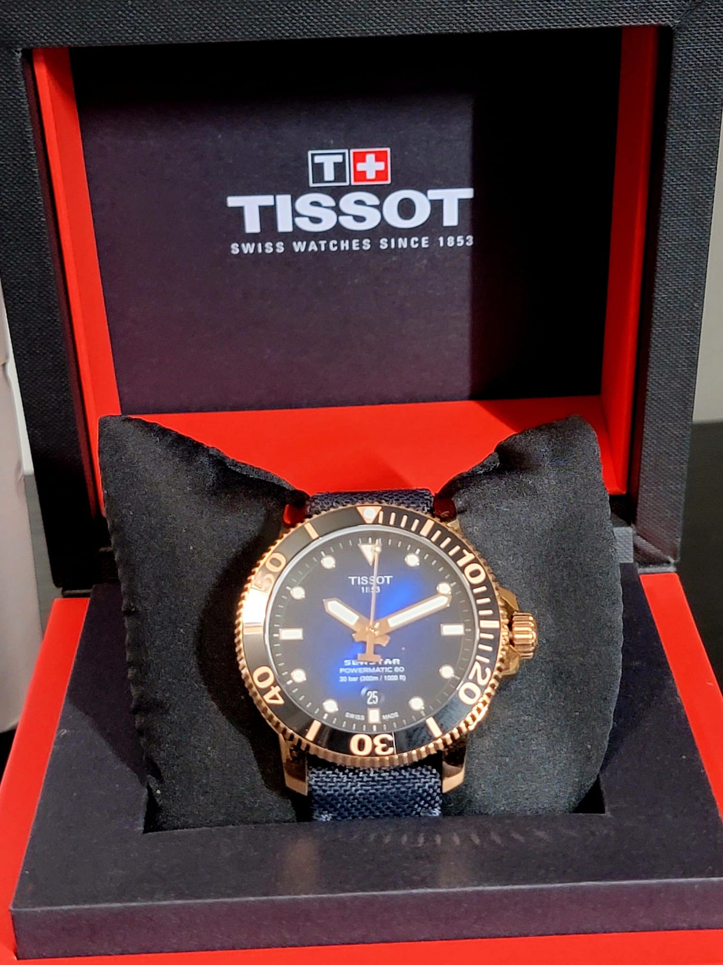 Tissot Seastar 1000 Powermatic 80 Rose Gold Case Men's Watch T1204073704100