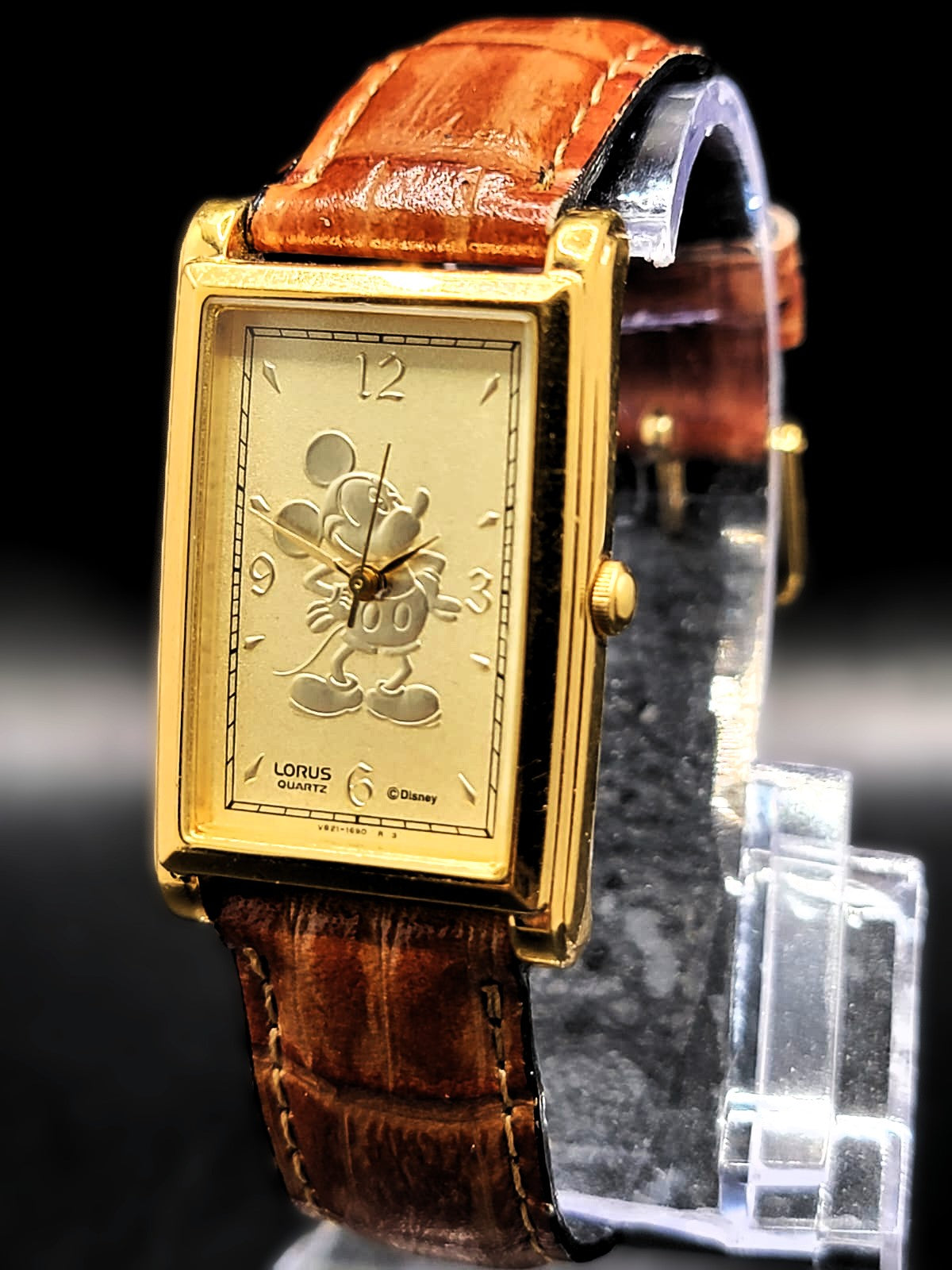 MICKEY MOUSE Lorus Watch V401-X081 Womens 19mm Case Brown Leather Band Quartz