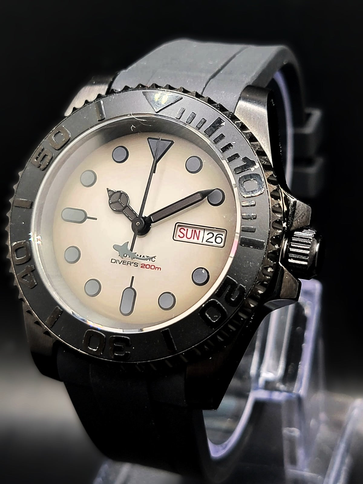 CUSTOM MOD 40mm 20ATM Black PVD Case NH36A Black Dial Automatic Men's Watch