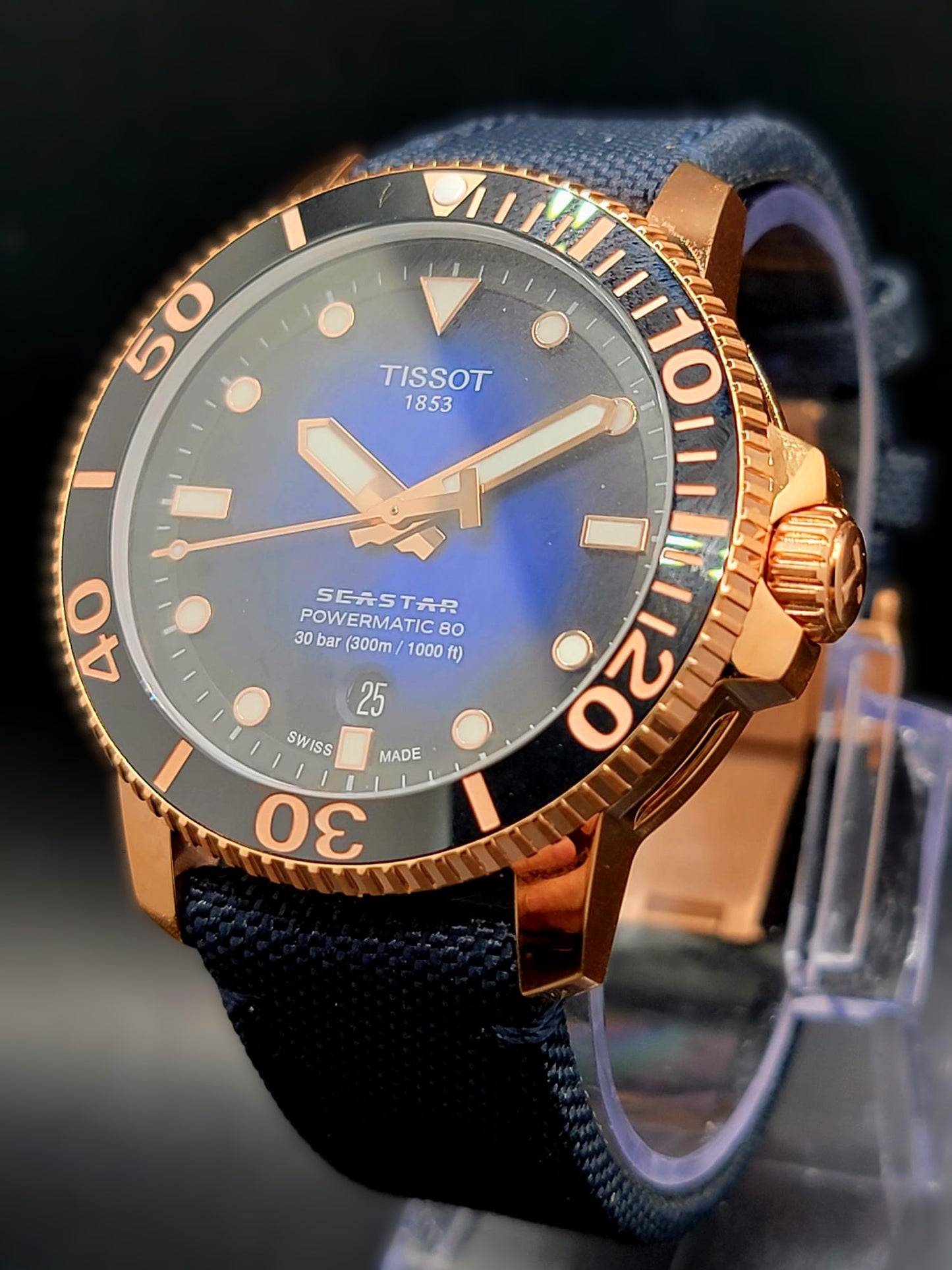 Tissot Seastar 1000 Powermatic 80 Rose Gold Case Men's Watch T1204073704100