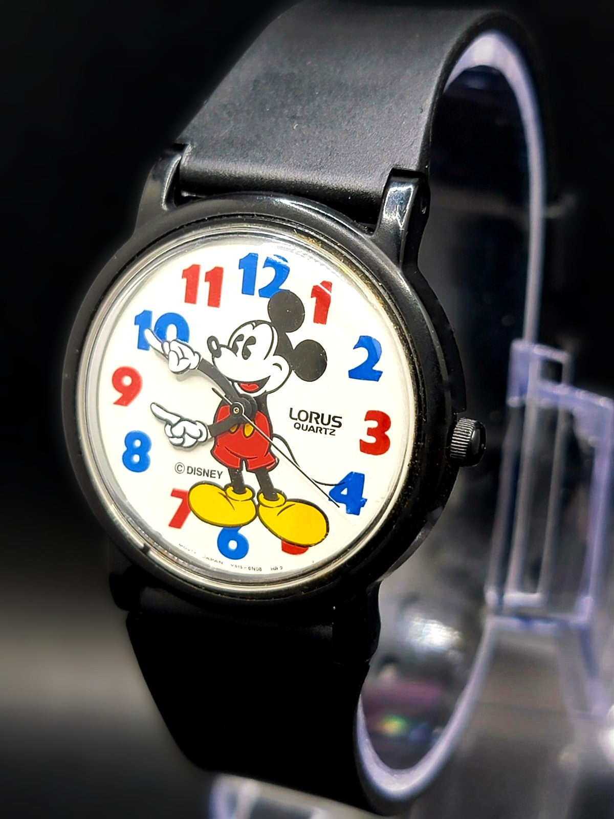 MICKEY MOUSE Vintage Lorus Disney Mickey Watch Women Black V515-6B20 - NEW BATTERY
