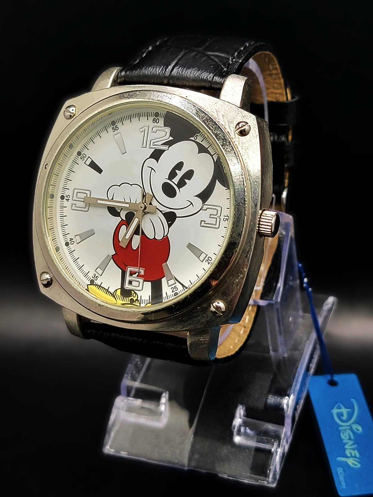MICKEY MOUSE Disney black Band Analog Jumbo Watch...NEW BATTERY WITH TAGS