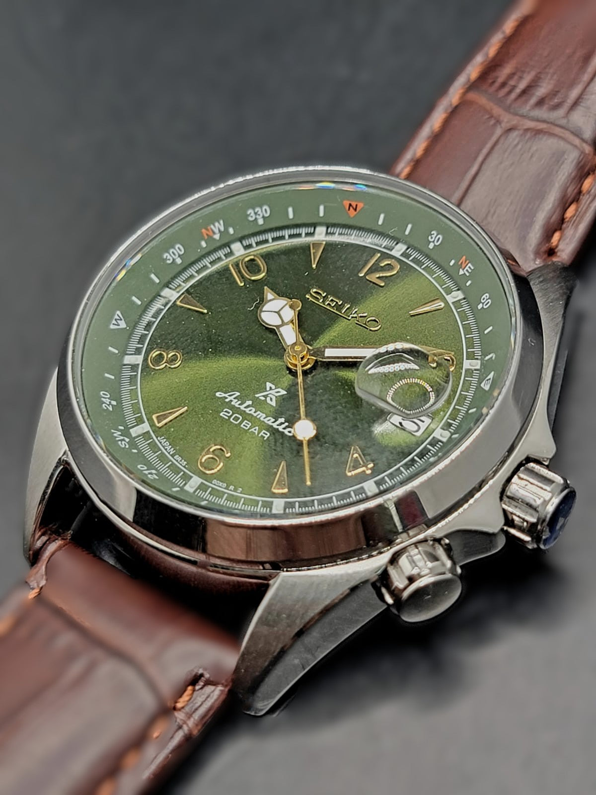 CUSTOM MOD Seiko Prospex Alpinist Green Dial Automatic Men's Wristwatch