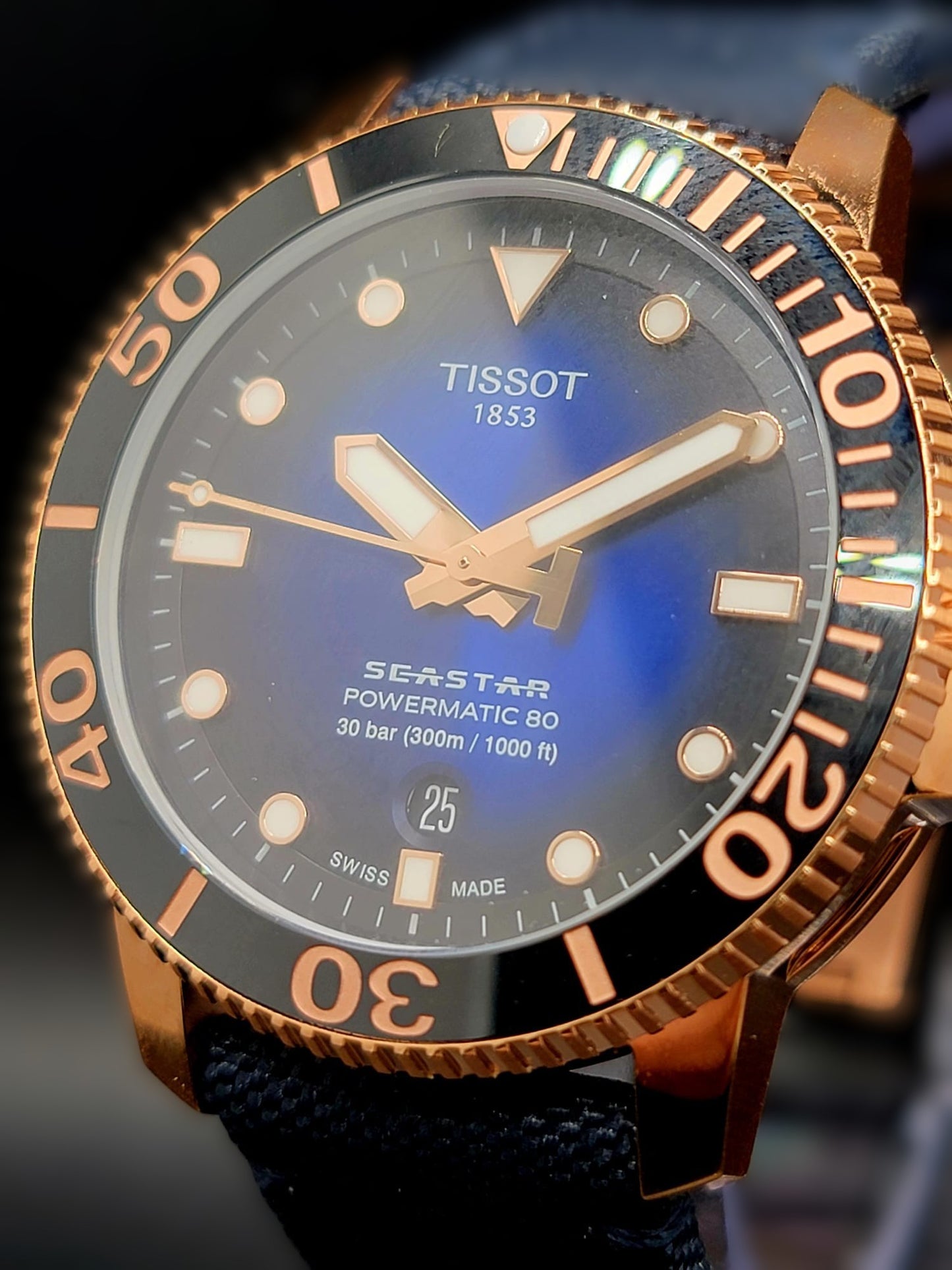 Tissot Seastar 1000 Powermatic 80 Rose Gold Case Men's Watch T1204073704100