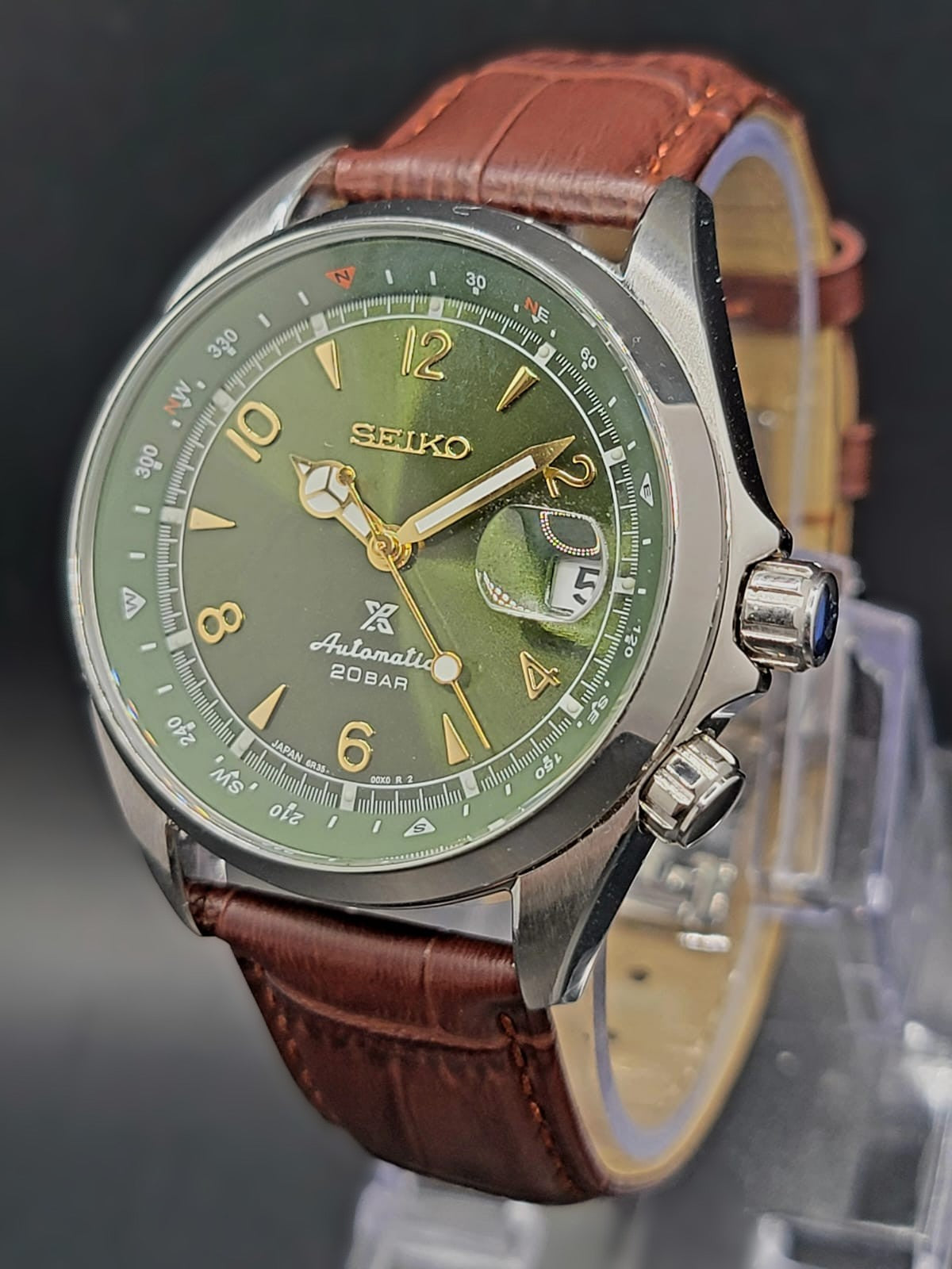 CUSTOM MOD Seiko Prospex Alpinist Green Dial Automatic Men's Wristwatch