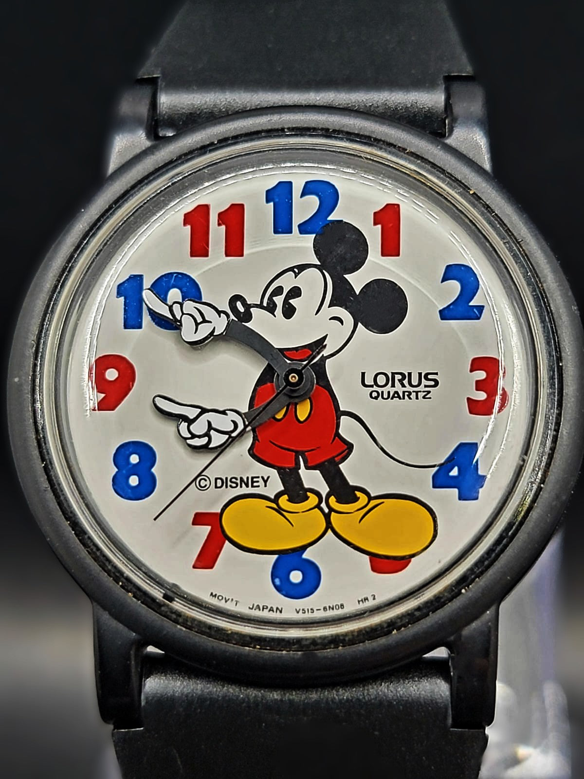 MICKEY MOUSE Vintage Lorus Disney Mickey Watch Women Black V515-6B20 - NEW BATTERY