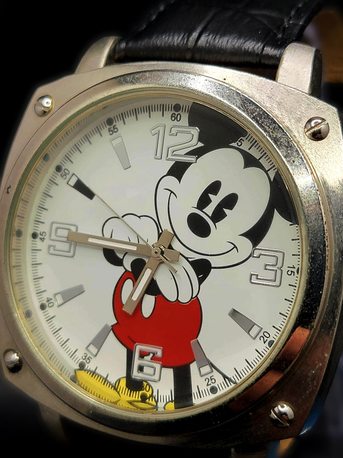 MICKEY MOUSE Disney black Band Analog Jumbo Watch...NEW BATTERY WITH TAGS