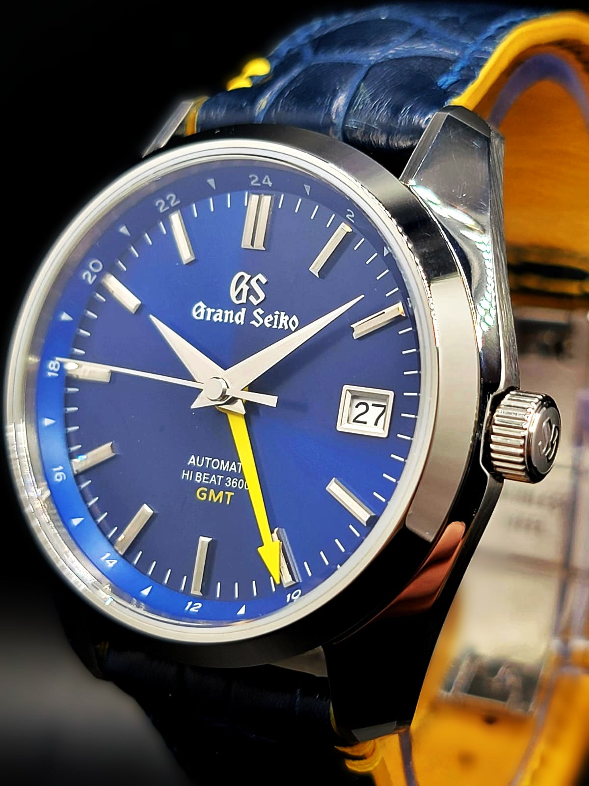 CUSTOM PREMIER LIMITLESS MOD (GRAND SEIKO HERITAGE GMT) ROYAL BLUE DIAL, CUSTOM HANDMADE LEATHER BAND WITH BUTTERFLY CLASP, NH34GMT AUTOMATIC NEW **IN STOCK, SERIOUS INQUIRIES ONLY PLEASE!**