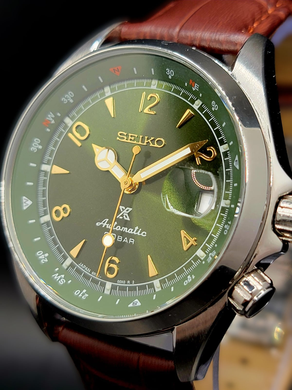 CUSTOM MOD Seiko Prospex Alpinist Green Dial Automatic Men's Wristwatch