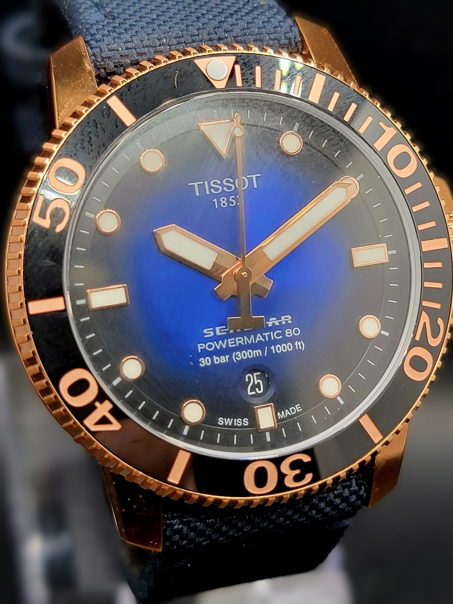 Tissot Seastar 1000 Powermatic 80 Rose Gold Case Men's Watch T1204073704100