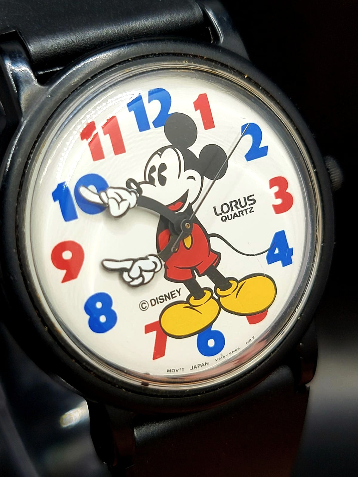 MICKEY MOUSE Vintage Lorus Disney Mickey Watch Women Black V515-6B20 - NEW BATTERY