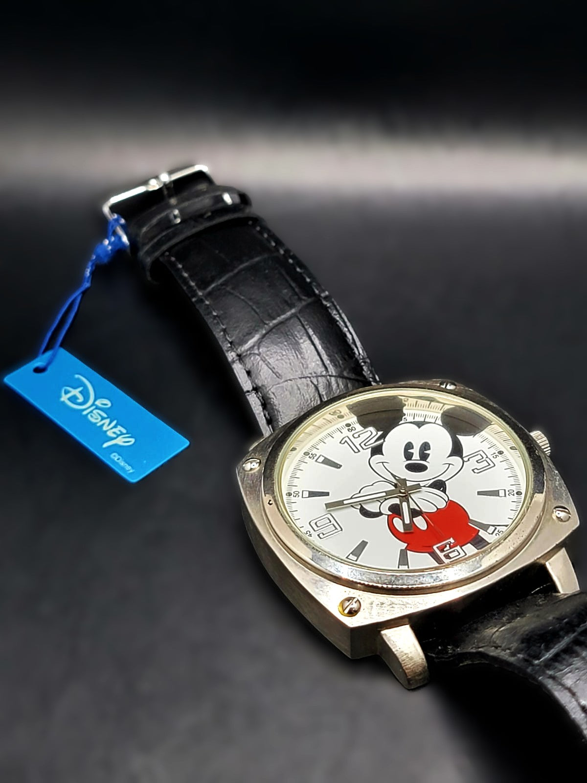 MICKEY MOUSE Disney black Band Analog Jumbo Watch...NEW BATTERY WITH TAGS