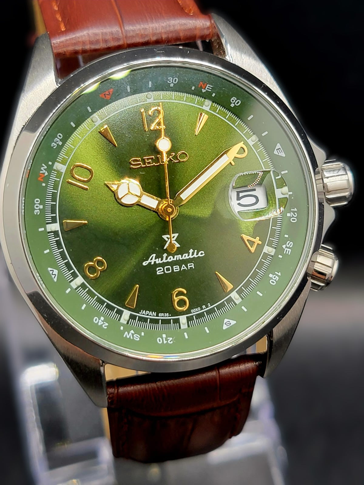CUSTOM MOD Seiko Prospex Alpinist Green Dial Automatic Men's Wristwatch