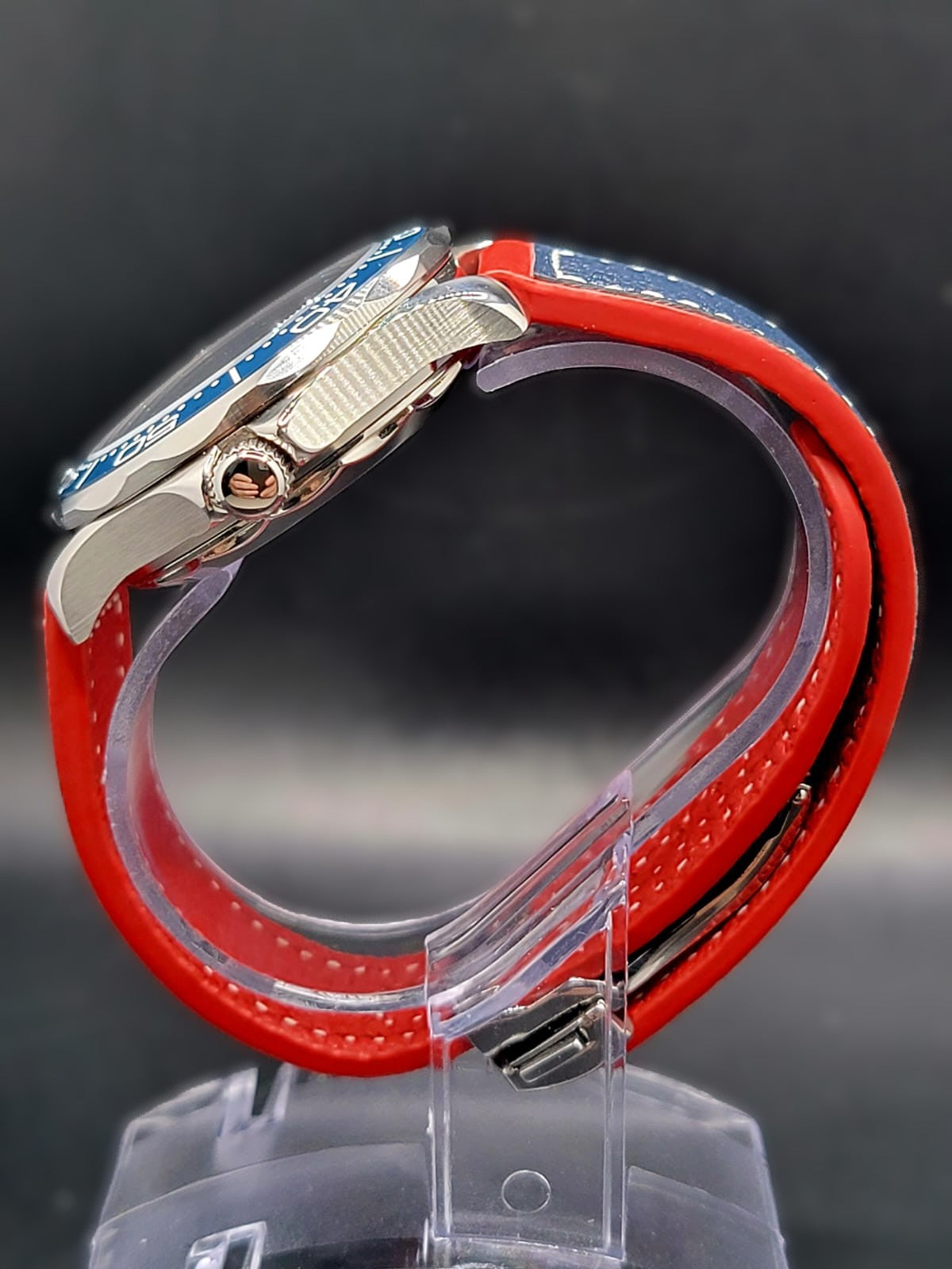 CUSTOM MOD 41mm BLUE WAVE DIAL SAPPHIRE GMT NH34 AUTO **USA SHIPPED**