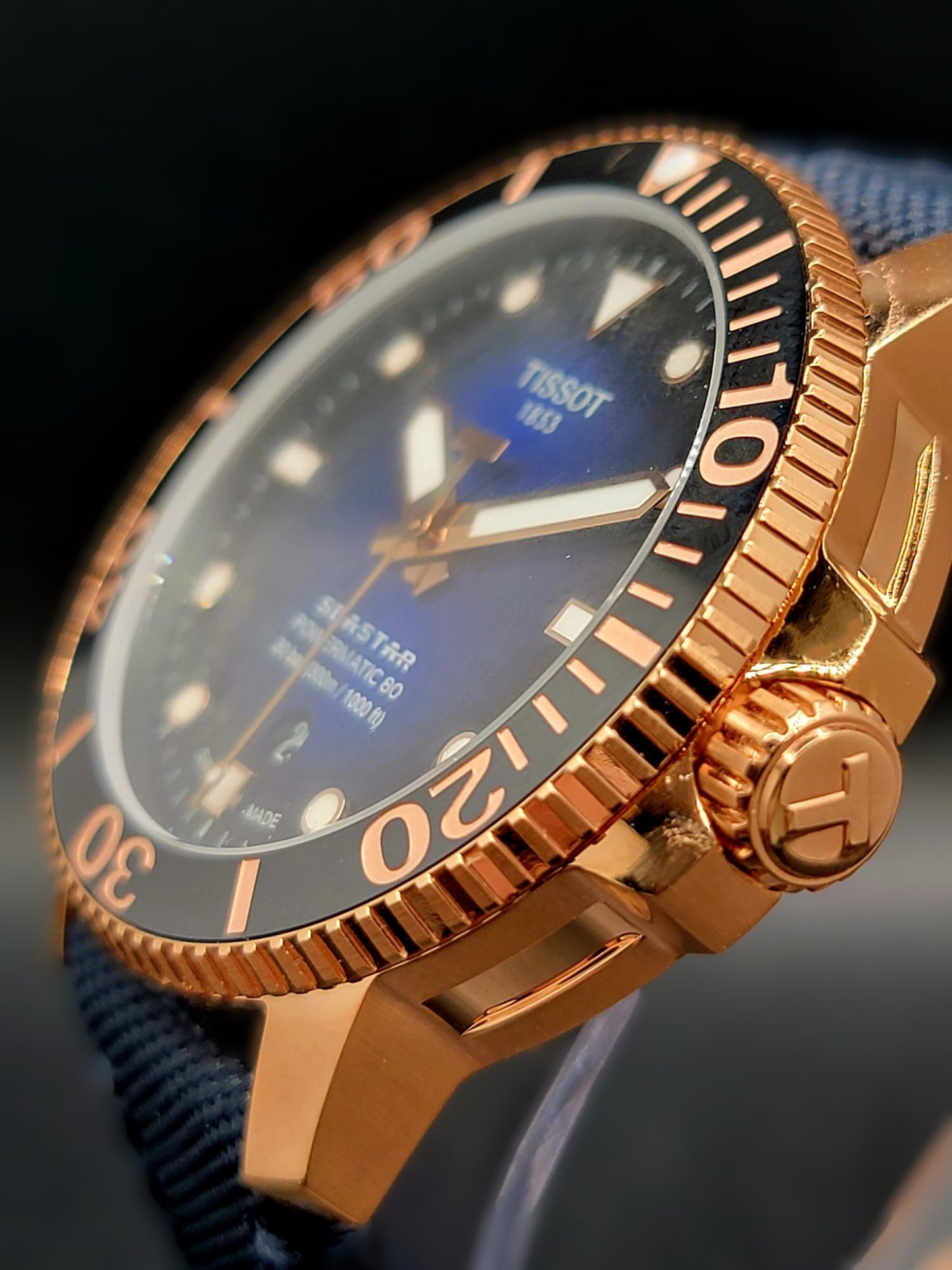 Tissot Seastar 1000 Powermatic 80 Rose Gold Case Men's Watch T1204073704100