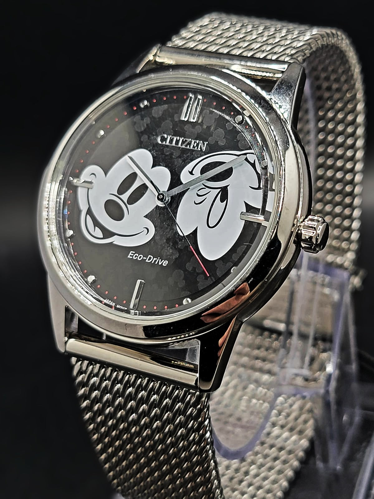 CITIZEN ECO-DRIVE MICKEY MOUSE Men's Stainless Steel Mesh Watch 40MM BRAND NEW