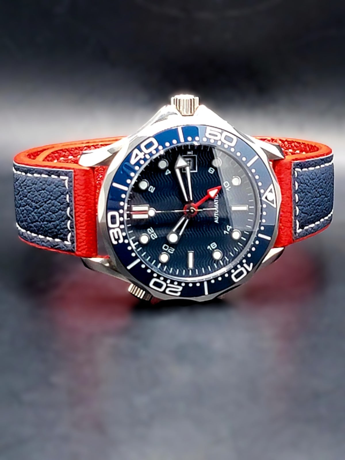 CUSTOM MOD 41mm BLUE WAVE DIAL SAPPHIRE GMT NH34 AUTO **USA SHIPPED**