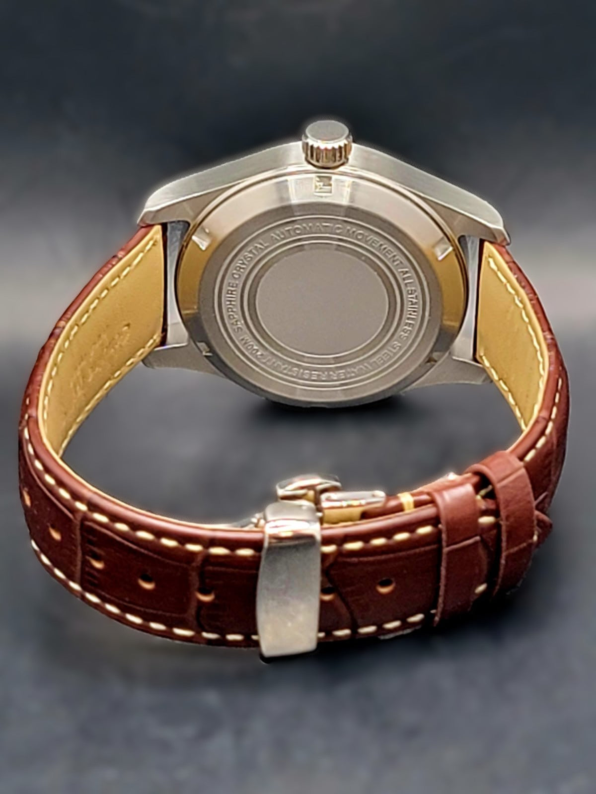 Sterile MOD 40mm Cream Dial GMT - Brown Leather = Sapphire NH34 GMT Automatic Men Watch NEW