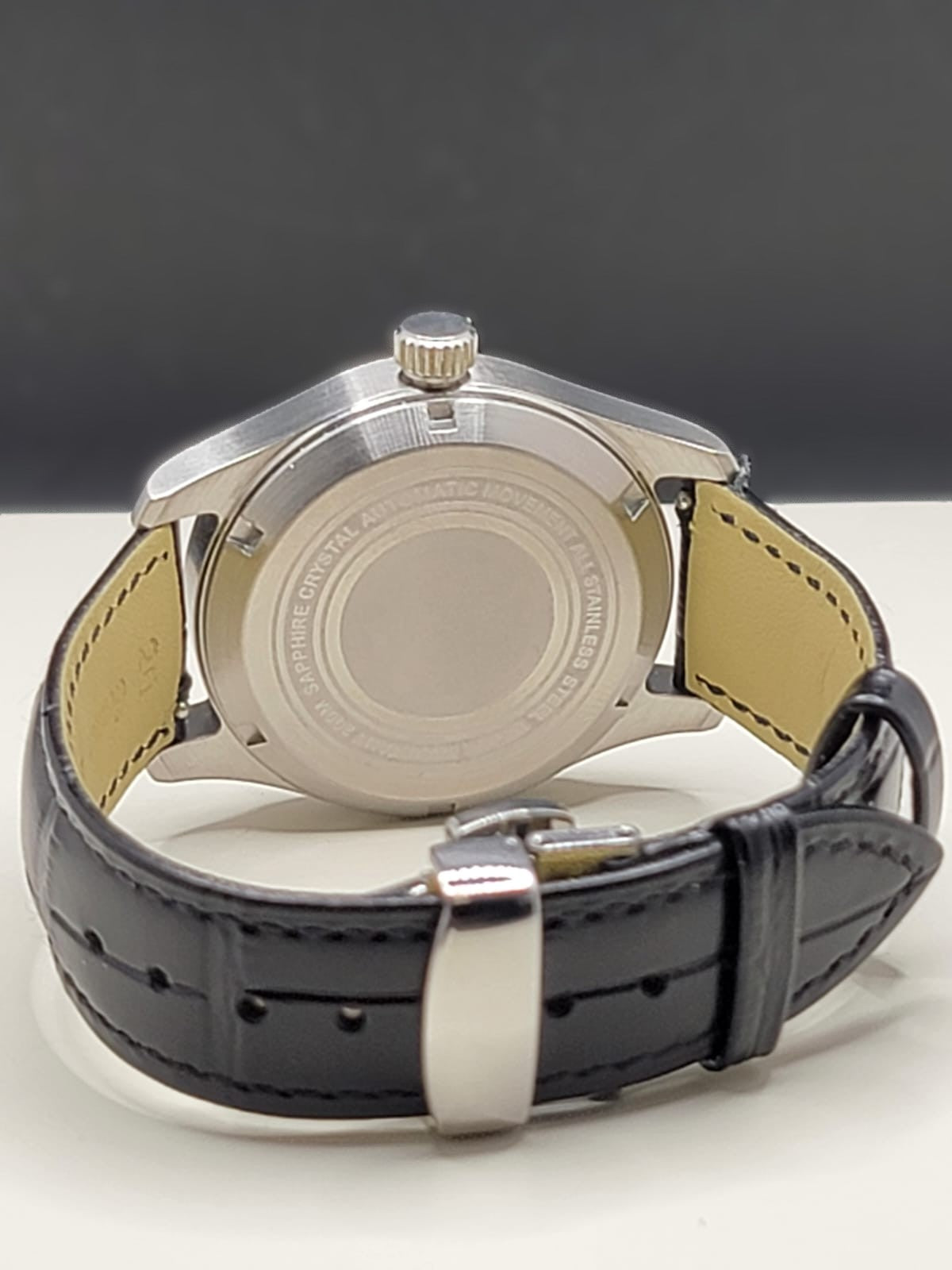 Sterile MOD 40mm Black Dial GMT - Black Leather - Sapphire NH34 GMT Automatic Men Watch NEW