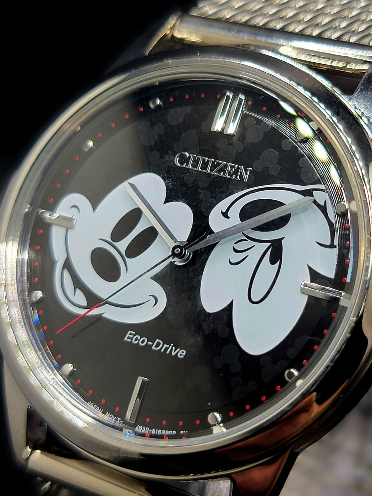 CITIZEN ECO-DRIVE MICKEY MOUSE Men's Stainless Steel Mesh Watch 40MM BRAND NEW