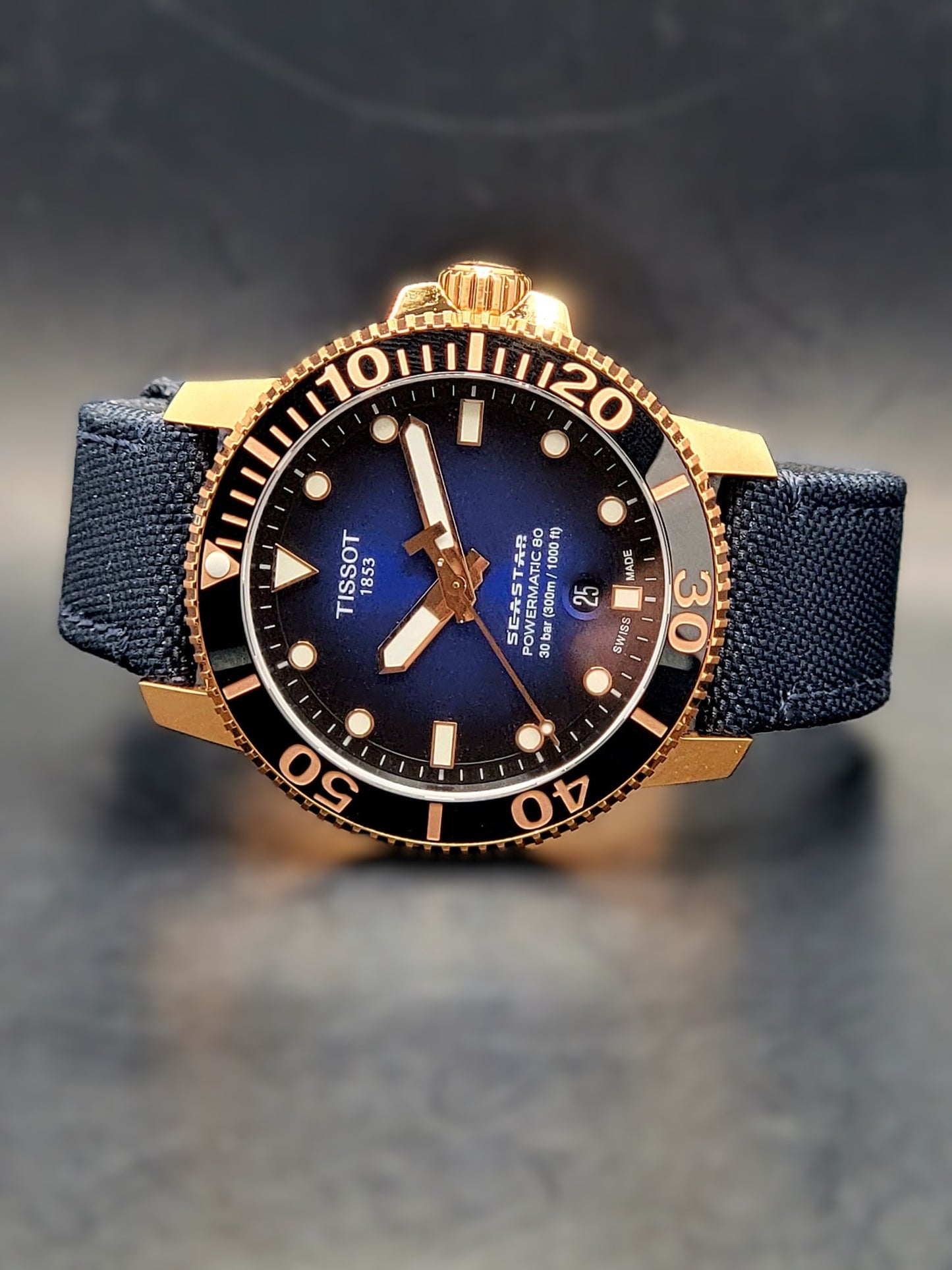 Tissot Seastar 1000 Powermatic 80 Rose Gold Case Men's Watch T1204073704100