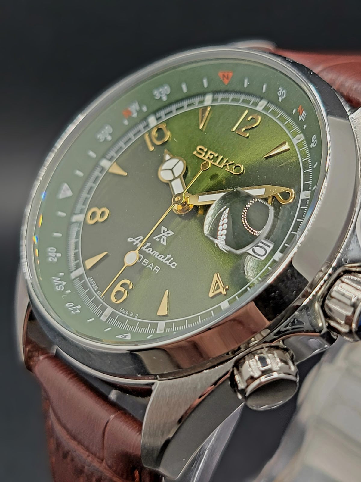 CUSTOM MOD Seiko Prospex Alpinist Green Dial Automatic Men's Wristwatch