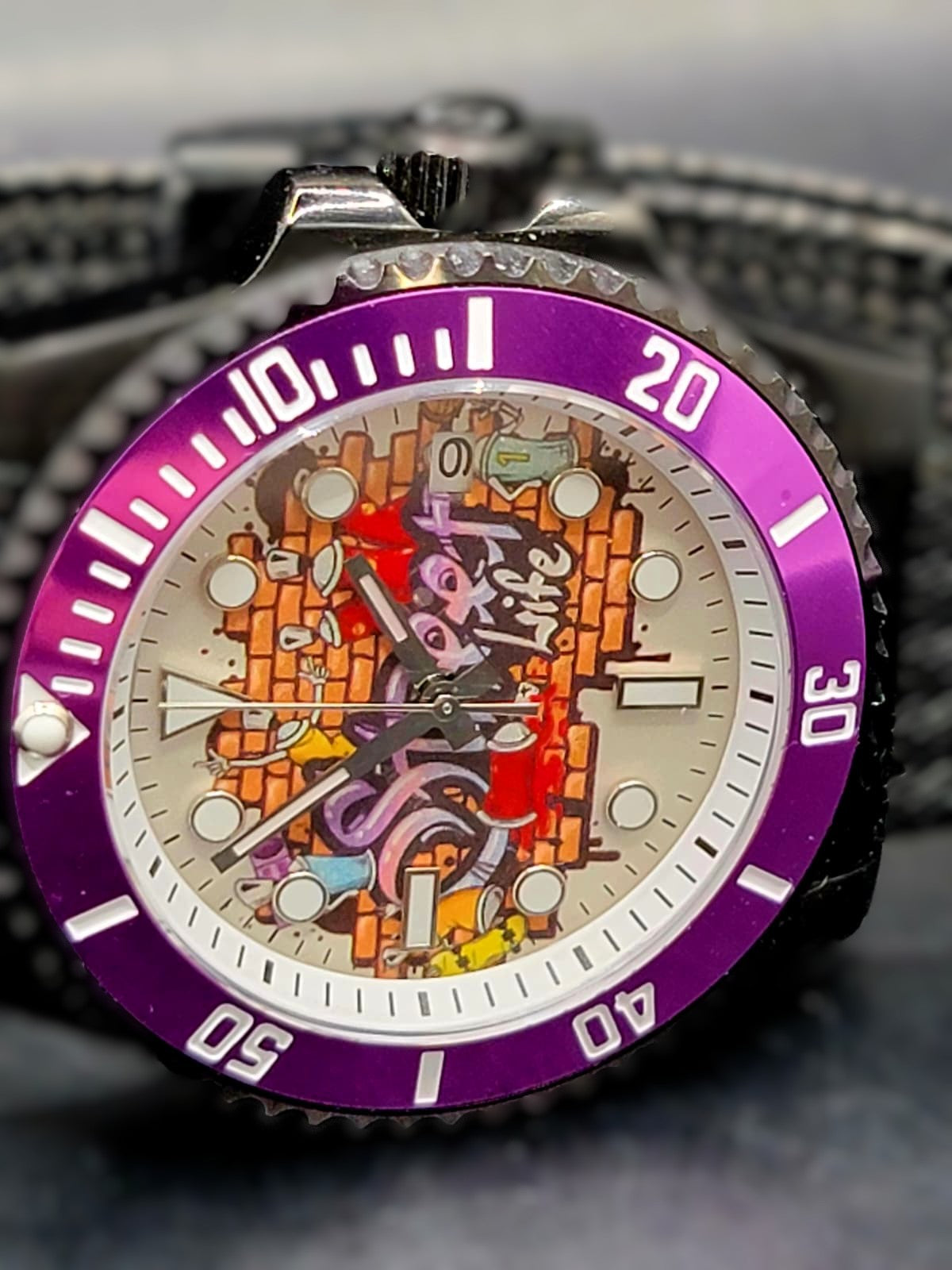 SEIKO STREET LIFE CUSTOM MOD w/ Black Steel Mesh Bracelet