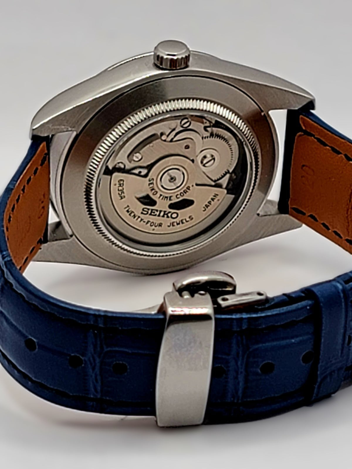 CUSTOM MOD (GRAND SEIKO BLUE TEMPTATIONS) AUTO 6R35A MOVEMENT EXIBITION BACK NEW