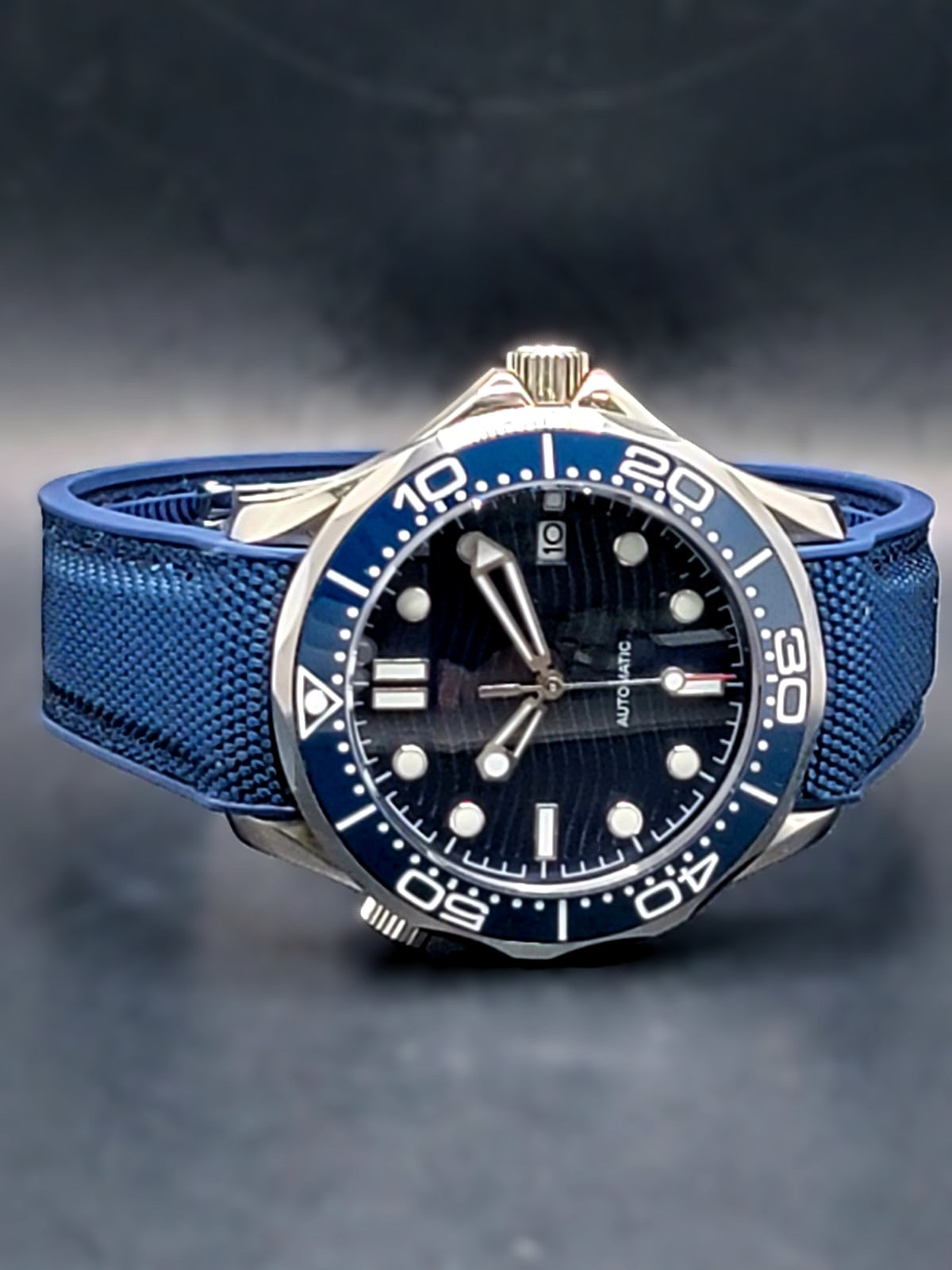 CUSTOM MOD 41mm Blue Wave Dial Sapphire NH35A Auto Mens Watch **USA SHIPPED**