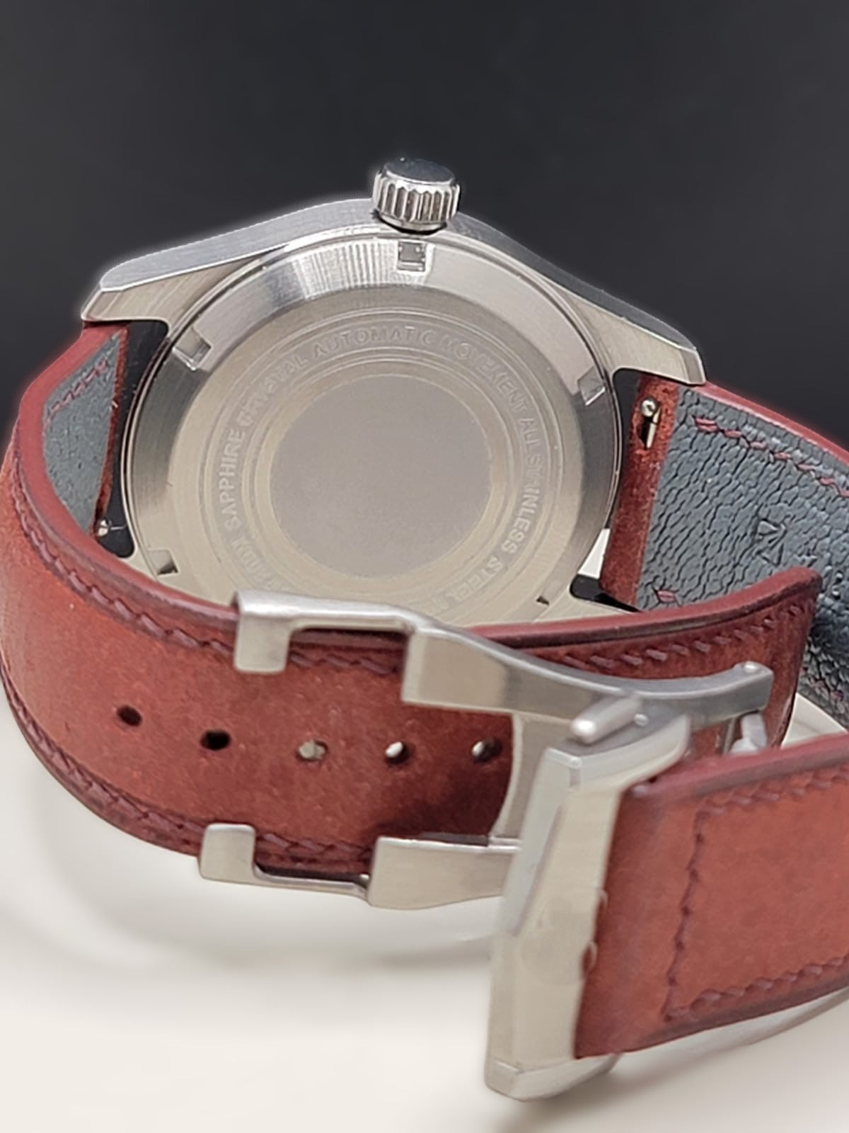 Sterile MOD 40mm Cream Dial GMT **UPGRADED HIGH-QUALITY HAND-MADE LEATHER AND SUEDE BAND**- Sapphire NH34 GMT Automatic Men Watch NEW **INQUIRE FOR PRICING**