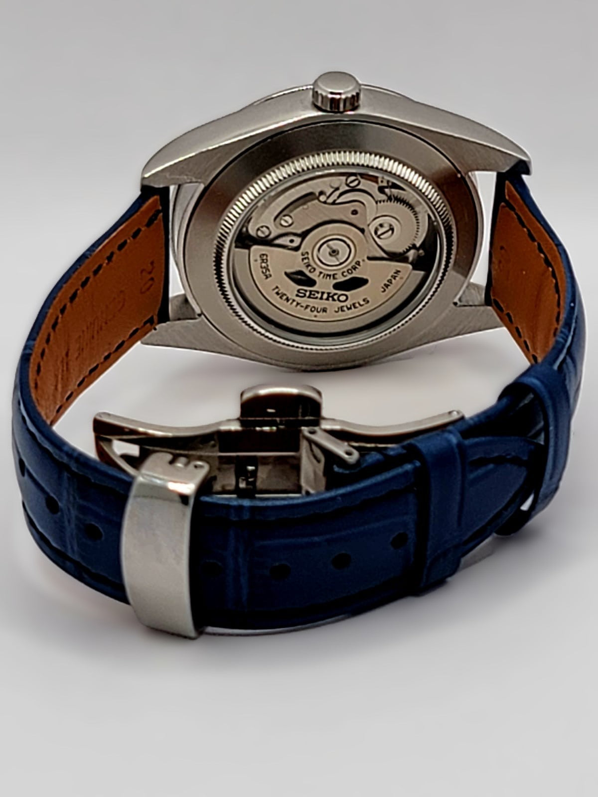 CUSTOM MOD (GRAND SEIKO BLUE TEMPTATIONS) AUTO 6R35A MOVEMENT EXIBITION BACK NEW