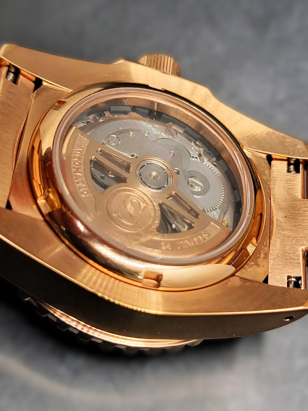 CUSTOM PREMIER MOD (SEIKO ROOTBEER GMT) BLACK DIAL, ROSE GOLD S.S.BRACELET, NH34GMT AUTOMATIC NEW **IN STOCK, SERIOUS INQUIRIES ONLY PLEASE!**