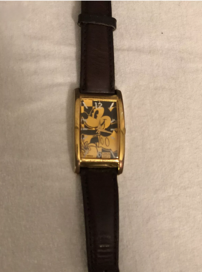 Lorus / Seiko Vintage Mickey Mouse Watch Disney Gold Rectangular Good Shape RZK130