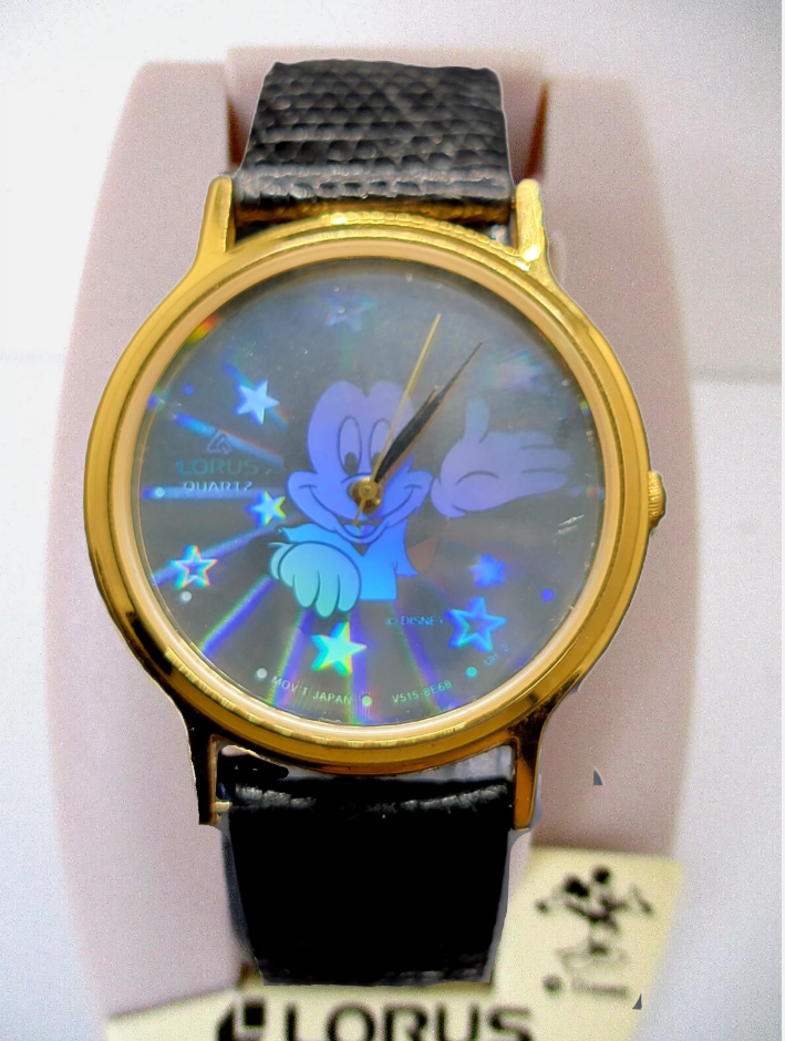 Mickey Mouse RARE 1980's Rainbow Hologram Disney Lorus Watch RMF650