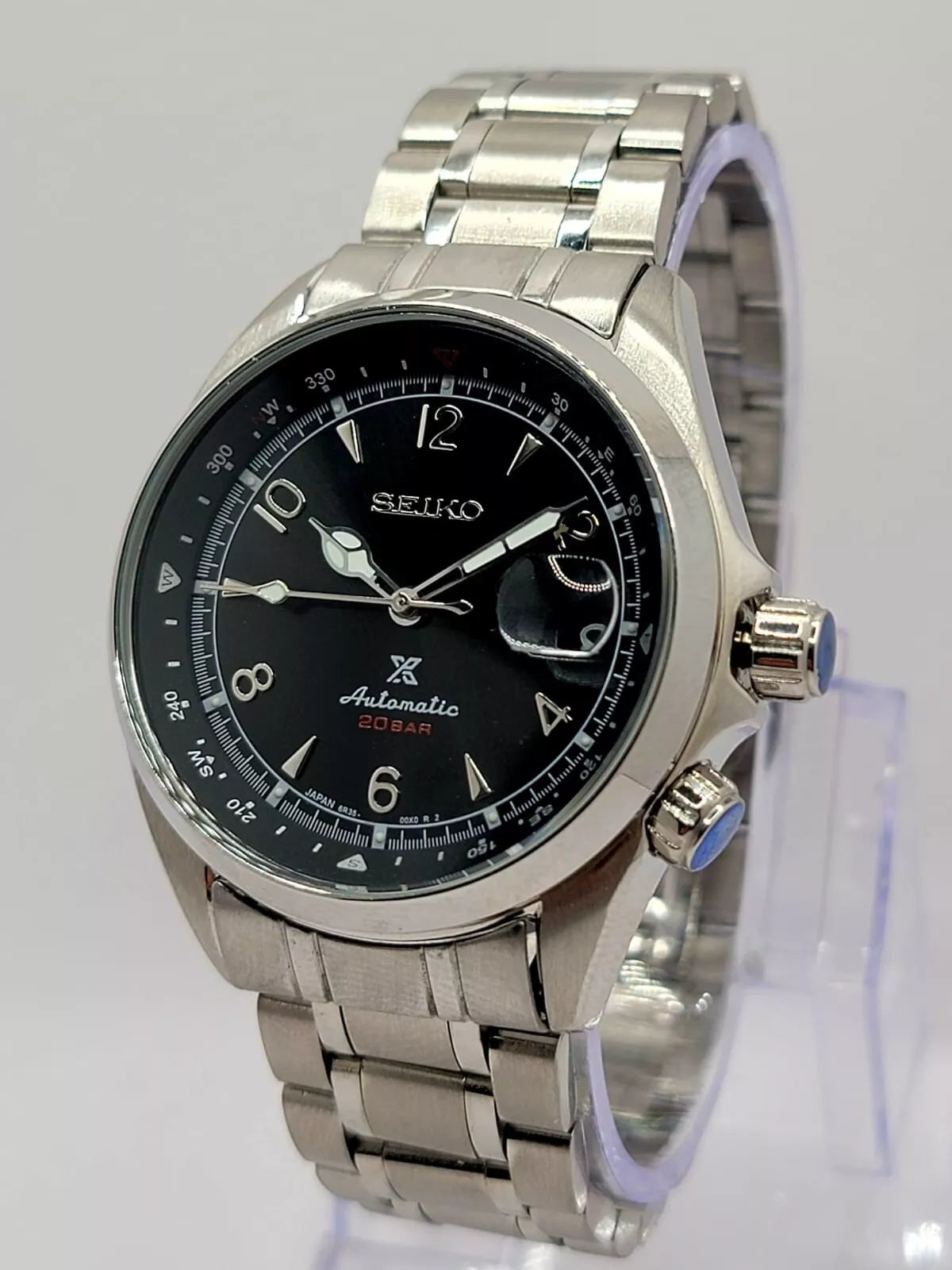 CUSTOM SEIKO MOD Alpinist BLACK Dial Automatic 6R35A MOVEMENT MEN'S WATCH NEW