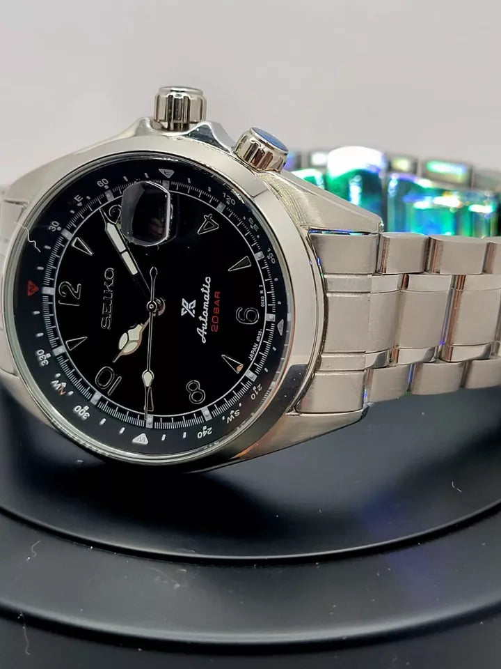 CUSTOM SEIKO MOD Alpinist BLACK Dial Automatic 6R35A MOVEMENT MEN'S WATCH NEW