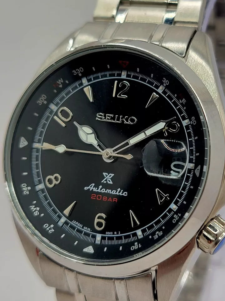 CUSTOM SEIKO MOD Alpinist BLACK Dial Automatic 6R35A MOVEMENT MEN'S WATCH NEW