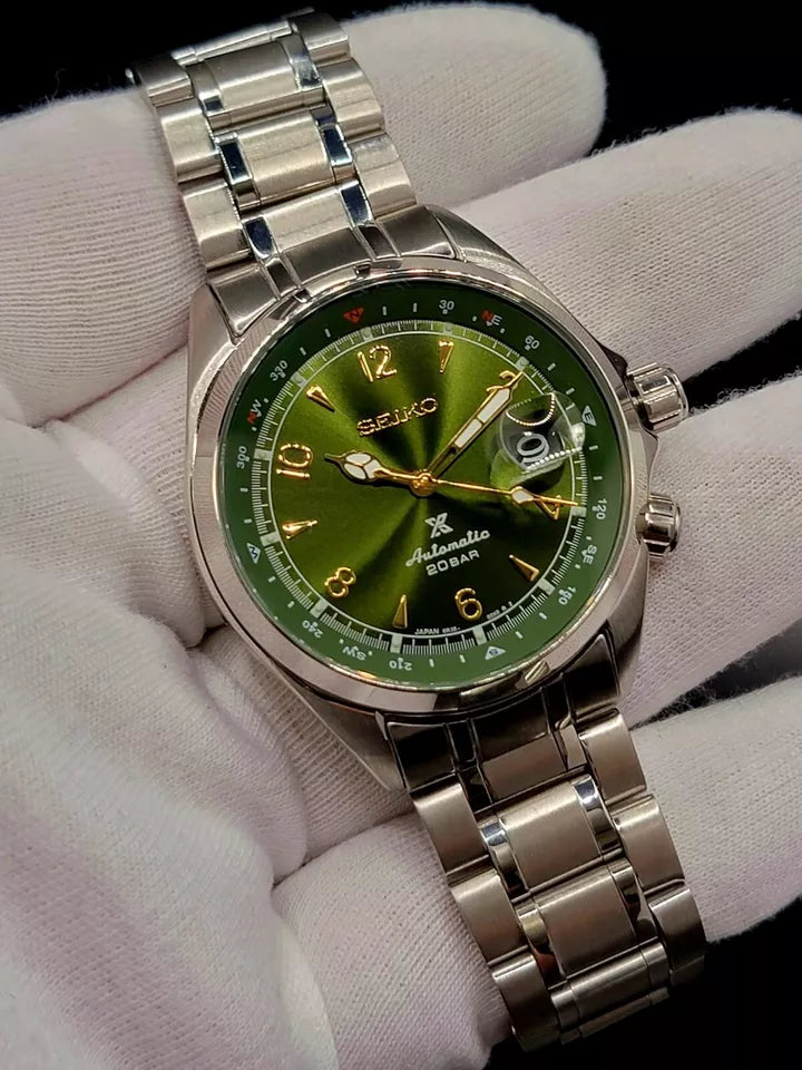 CUSTOM SEIKO MOD Alpinist GREEN Automatic 6R35A MOVEMENT MEN'S WATCH NEW