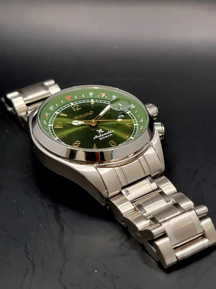CUSTOM SEIKO MOD Alpinist GREEN Automatic 6R35A MOVEMENT MEN'S WATCH NEW