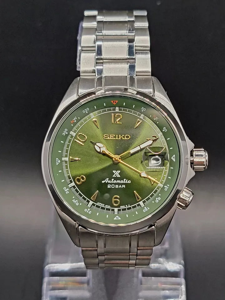 CUSTOM SEIKO MOD Alpinist GREEN Automatic 6R35A MOVEMENT MEN'S WATCH NEW