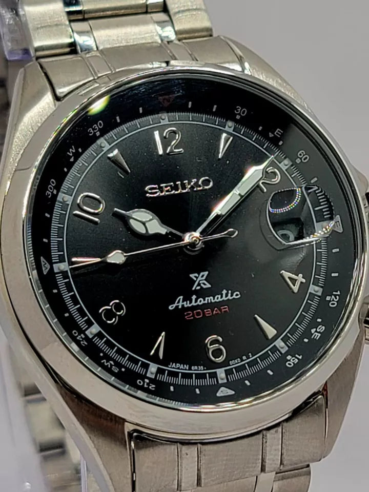 CUSTOM SEIKO MOD Alpinist BLACK Dial Automatic 6R35A MOVEMENT MEN'S WATCH NEW