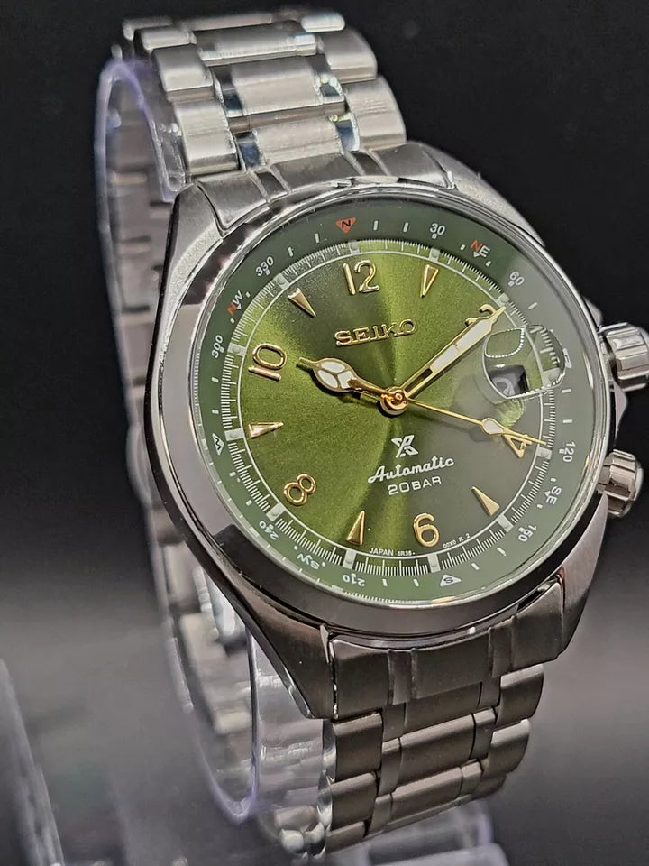 CUSTOM SEIKO MOD Alpinist GREEN Automatic 6R35A MOVEMENT MEN'S WATCH NEW