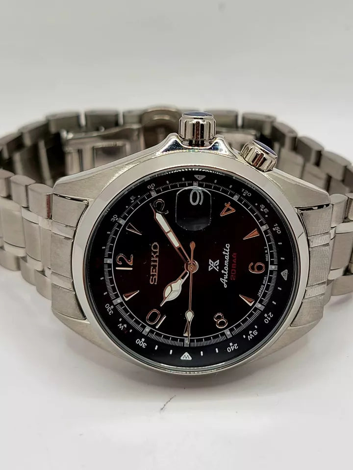 CUSTOM SEIKO MOD Alpinist BLACK Dial Automatic 6R35A MOVEMENT MEN'S WATCH NEW