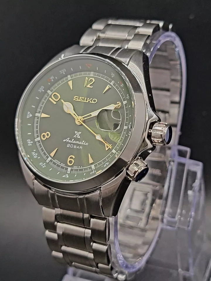 CUSTOM SEIKO MOD Alpinist GREEN Automatic 6R35A MOVEMENT MEN'S WATCH NEW