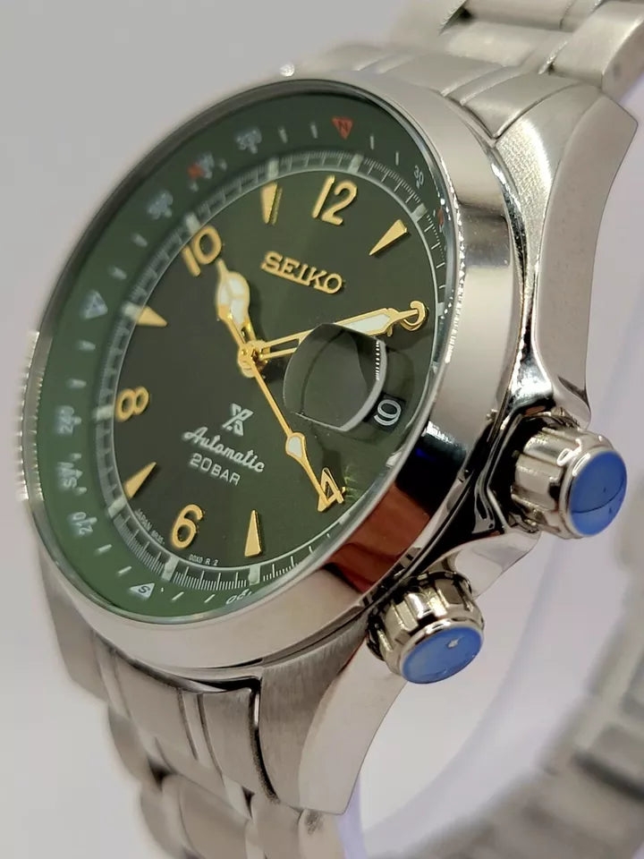 CUSTOM SEIKO MOD Alpinist GREEN Automatic 6R35A MOVEMENT MEN'S WATCH NEW