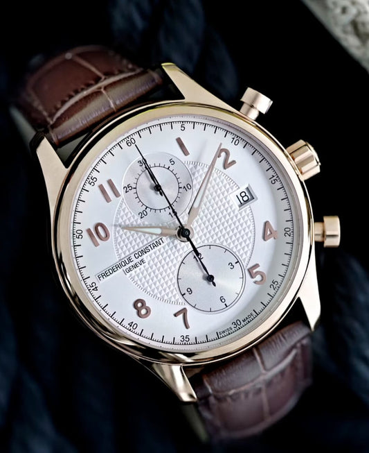 2023 Frederique Constant Runabout Chronograph 42MM White Dial Leather Strap (FC-393RM5B4)