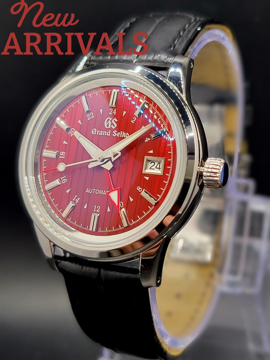 CUSTOM MOD (GRAND SEIKO ELEGANCE GMT) BURGANDY DIAL LEATHER STRAP AUTO NH34 NEW