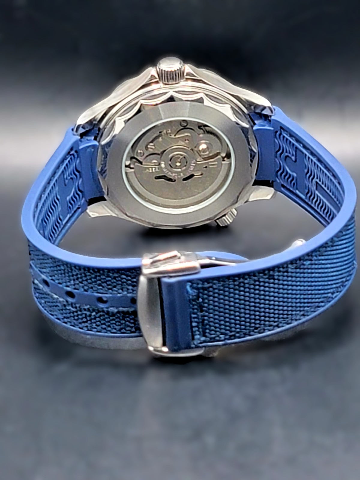 CUSTOM MOD 41mm Blue Wave Dial Sapphire NH35A Auto Mens Watch **USA SHIPPED**